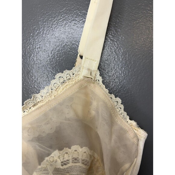 Vintage Nene Nursing Bra Womens 34C Ivory Lace Sheer Mesh Underwire Made USA 80s - Picture 2 of 6